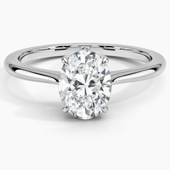 IGI 1 Ct Oval Lab Diamond Engagement Ring, G-VVS2 - Picture 1 of 5